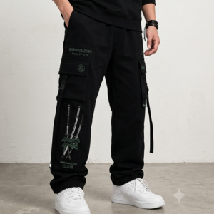 Home pantalon cargo noir roronoa zoro – three swords style streetwear